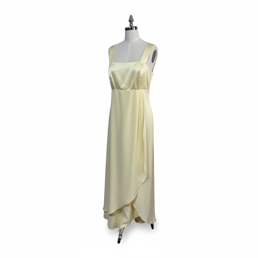 Alfred‎ Angelo Pale Yellow Chiffon Maxi Prom Dress Empire Waist Formal Women's 6